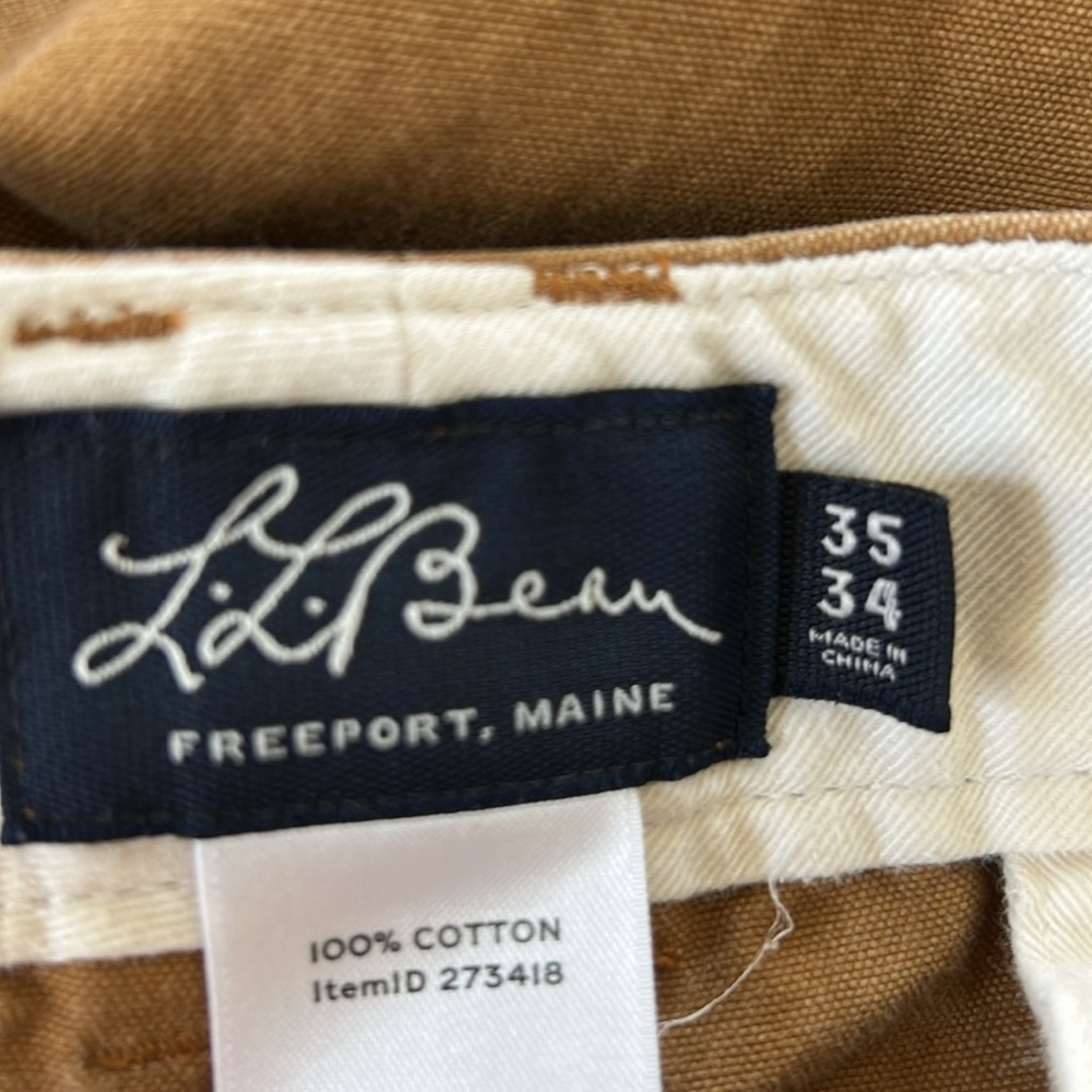 L.L. Bean Cognac Brown Chinos Pants w Ducks Embroidery Size 35 34 RARE FIND! - Picture 3 of 13